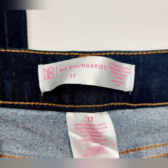 "Blue Black" NO BO Junior size 17 (4) Button Close Denim Jeans - Picture 5 of 5